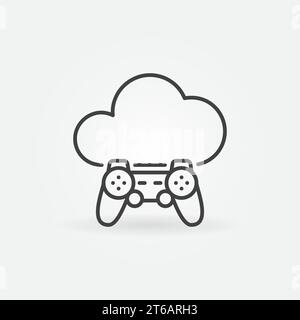 Cloud with Gamepad vector thin line concept icon or design element Stock Vector