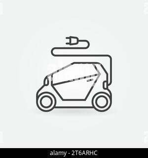 Modern Electric Car linear vector concept icon or logo element. Side view Stock Vector