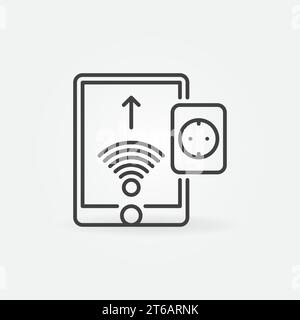Tablet with Smart Socket vector concept outline icon or symbol Stock Vector