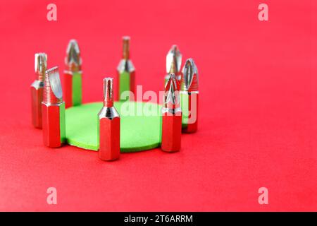 Set of drill bits with different shapes Stock Photo