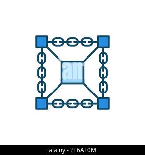 Block-Chain Technology blue icon. Blocks connected with Chain vector concept colored symbol Stock Vector