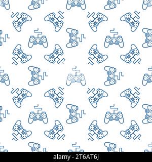Gamepad concept pattern. Vector seamless background made with joystick outline icon Stock Vector