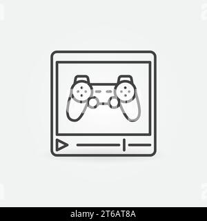 Web Video Player with Gamepad outline icon. Vector Game Streaming linear concept symbol Stock Vector