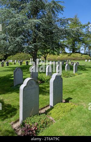 German WW1 graves at the St. Symphorien Military Cemetery, First World War burial ground at Saint-Symphorien near Mons, province of Hainaut, Belgium Stock Photo