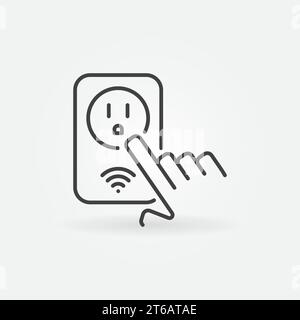 Hand with US Wireless Smart Socket vector outline concept icon or symbol Stock Vector
