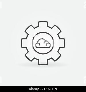 Gear with Cloud linear vector Cloud Computing concept icon or logo element Stock Vector