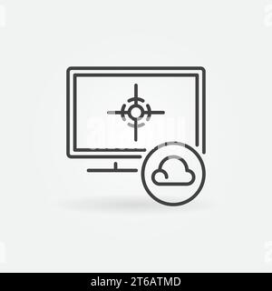 Cloud Gaming on Computer vector concept icon or symbol in thin line style Stock Vector