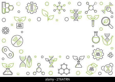GMO Free concept vector horizontal outline creative frame or illustration Stock Vector