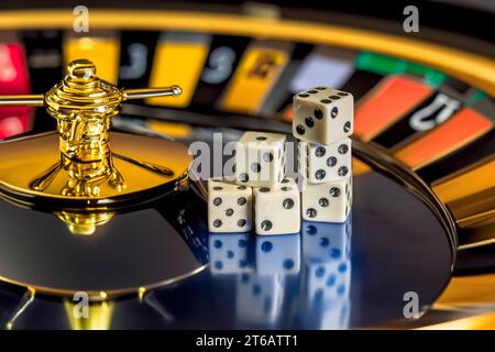 White dices in casino Stock Photo