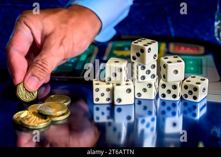 White dices in casino Stock Photo
