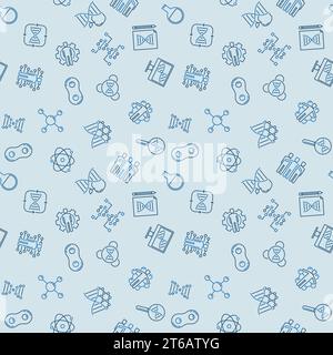 Vector Cloning blue seamless pattern in thin line style Stock Vector