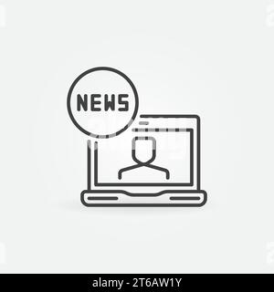 News on laptop linear icon. Vector Online News concept thin line design element Stock Vector