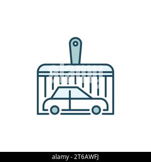 Car inside Paint Brush vector colored icon - Auto Body Painting concept symbol Stock Vector