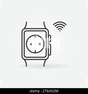 Smart watch with smart socket vector icon or logo in thin line style Stock Vector