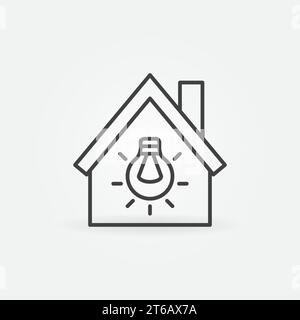 House with Smart Light Bulb outline icon. Vector Smart Home concept symbol Stock Vector