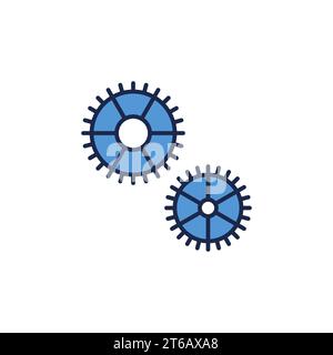 Two Gears or Cogs blue creative concept icon or symbol Stock Vector
