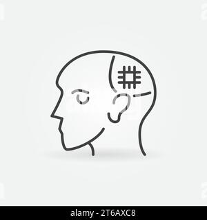 Human Head with Chip vector concept icon or sign in outline style Stock Vector