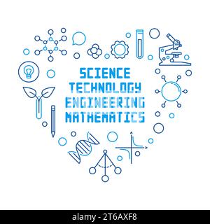 Science, Technology, Engineering and Mathematics Heart vector outline illustration Stock Vector