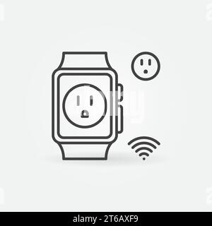 American Smart Socket in Smart Watch vector outline icon or symbol Stock Vector
