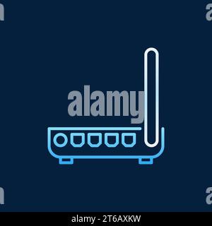 Router or modem vector colored icon in outline style on dark background Stock Vector