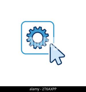 Mouse Click on Buttor with Cog Wheel vector concept modern icon or logo element Stock Vector