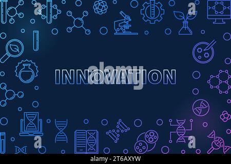 Innovation vector Genetics concept outline colorful horizontal illustration on dark background Stock Vector