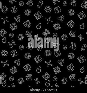 Science and Cloning vector seamless pattern in thin line style Stock Vector