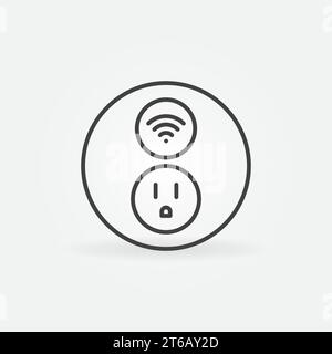 American Wifi Wireless Smart Socket vector round concept outline icon or logo Stock Vector
