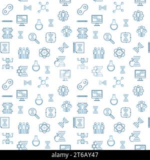 Cloning and Science concept vector creative linear seamless pattern or background Stock Vector