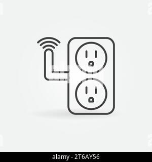 Vector USA smart socket concept outline simple icon or symbol Stock Vector