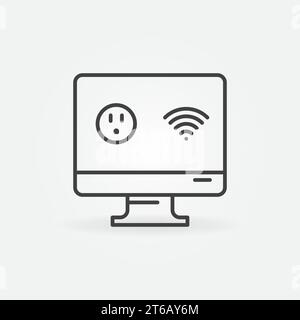 Computer with US Smart Socket and Wi-Fi vector outline icon or symbol Stock Vector