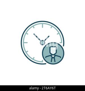 Clock and Businessman colored icon - Work Time vector concept modern symbol Stock Vector