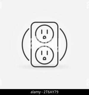 Double US smart socket vector concept icon or symbol in thin line style Stock Vector
