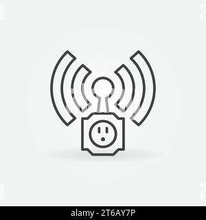 Wireless US Smart Socket vector concept icon or logo in outline style Stock Vector