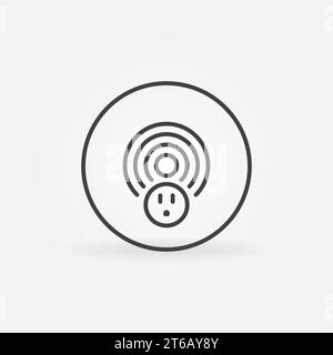 US Smart Socket vector round concept icon or symbol in outline style Stock Vector