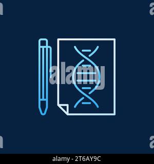 Paper with DNA and Pen vector modern icon in thin line style on dark background Stock Vector
