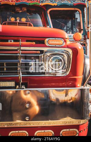 Classic truck in Colombia, Antioquia, Rionegro, truck grill, front, one of thousands still being used on a daily basis,. 2023 Stock Photo