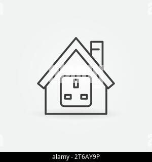 House with US Socket vector outline icon or symbol Stock Vector