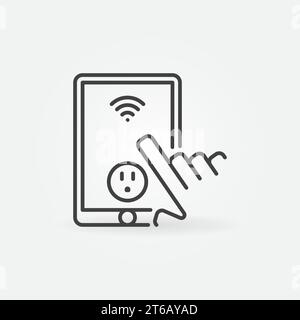 Hand and Tablet with US Smart Socket vector concept icon in thin line style Stock Vector