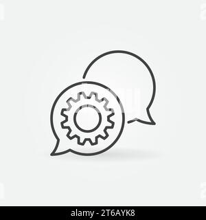 Speech Bubbles with Gear outline vector concept icon or design element Stock Vector
