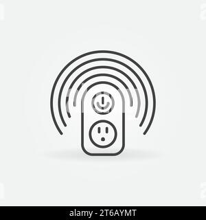 Wireless US smart socket vector outline concept icon or design element Stock Vector
