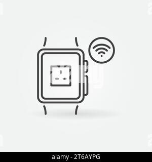 Smart Watch with UK smart socket App vector icon in thin line style Stock Vector