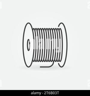 Fiber optic cable bobbin vector concept icon in thin line style Stock Vector