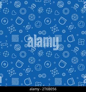Virtual Reality vector concept seamless pattern. VR outline background Stock Vector
