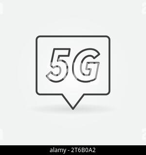 5G technology location mark concept outline vector icon or symbol Stock Vector