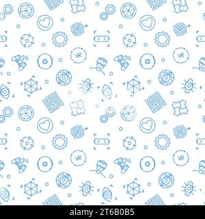 VR concept outline pattern. Virtual Reality vector seamless background Stock Vector