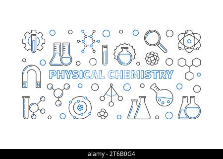 Physical Chemistry concept horizontal banner - vector illustration in thin line style Stock Vector
