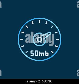 Speed Test of Internet vector colored outline icon. Digital speed meter concept linear symbol on dark background Stock Vector