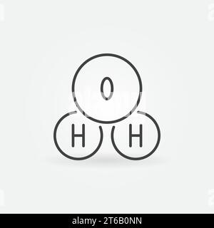 H2o outline icon. Vector water chemical formula concept symbol in thin line style Stock Vector