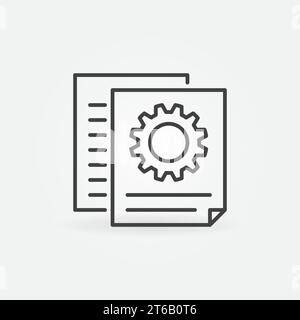 Documents With Cog Wheel vector concept icon or symbol in thin line style Stock Vector